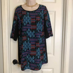 𝅺BeBop multi color southwestern mod‎ print shift dress size small